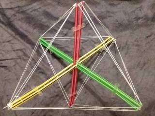 Drei zueinander senkrechte Kreuze mit den Ecken des Oktaeders